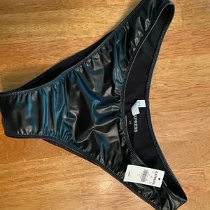 NWT Matte Black High Leg Cheeky Swim Bikini Bottom
